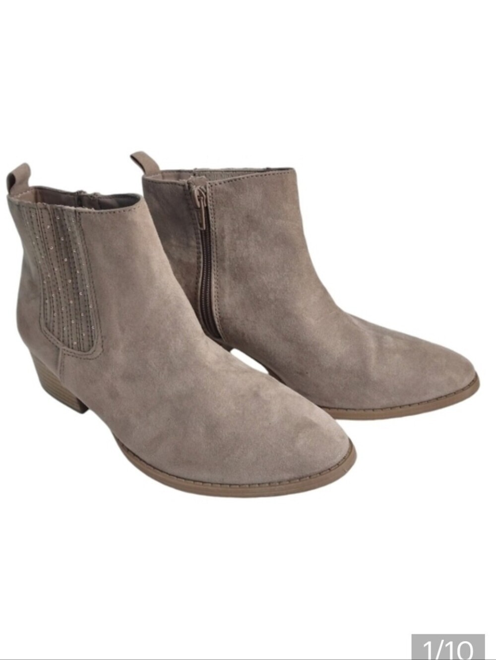 LC Lauren Conrad Women's Taupe Embellished Ankle Boots Size 7M